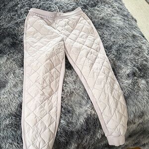 Athleta Quilted Track Pants in Light Pink
